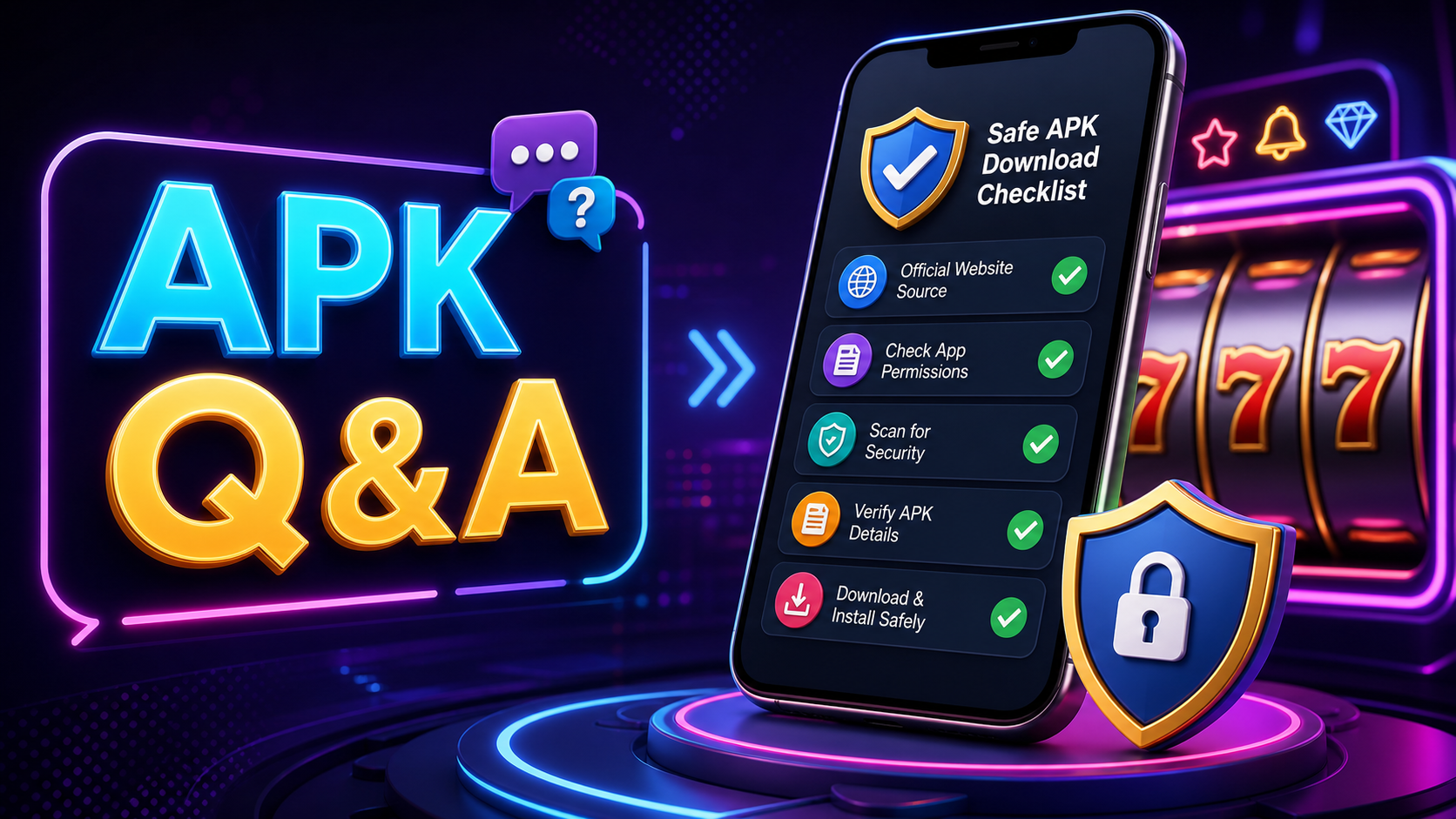Premium FS Slot APK Q&A cover with mobile source verification checklist